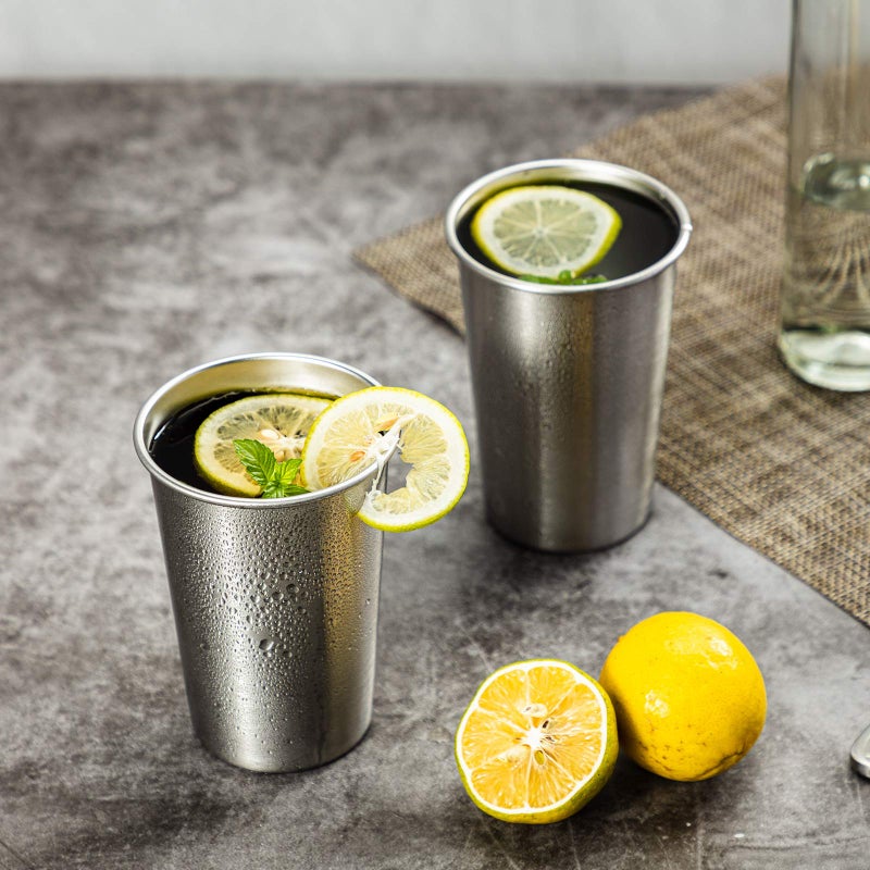 MEWAY Premium Stainless Steel Cups 16 oz Pint Cup Tumbler (8 Pack) - Premium Metal Cups - Stackable Durable Cupï¼ŒChilling Beer Glasses, for Travel, Outdoor, Camping, Everyday - Image 4